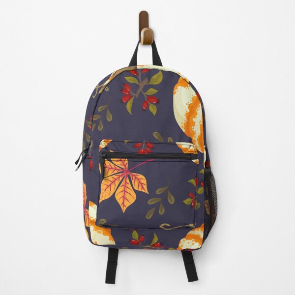 Item preview, Dark Navy Striped Pumpkin Chestnut Leaf Autumn Harvest Pattern designed and sold by FestivityFinds.