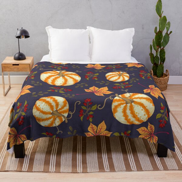 Item preview, Dark Navy Striped Pumpkin Chestnut Leaf Autumn Harvest Pattern designed and sold by FestivityFinds.