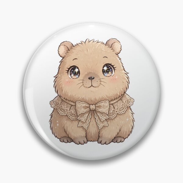 Item preview, Cute Capybara with beige lace bow tie designed and sold by priyankajustine.