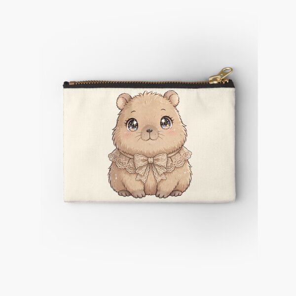 Item preview, Cute Capybara with beige lace bow tie designed and sold by priyankajustine.