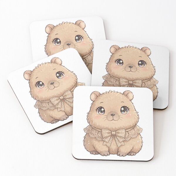 Item preview, Cute Capybara with beige lace bow tie designed and sold by priyankajustine.