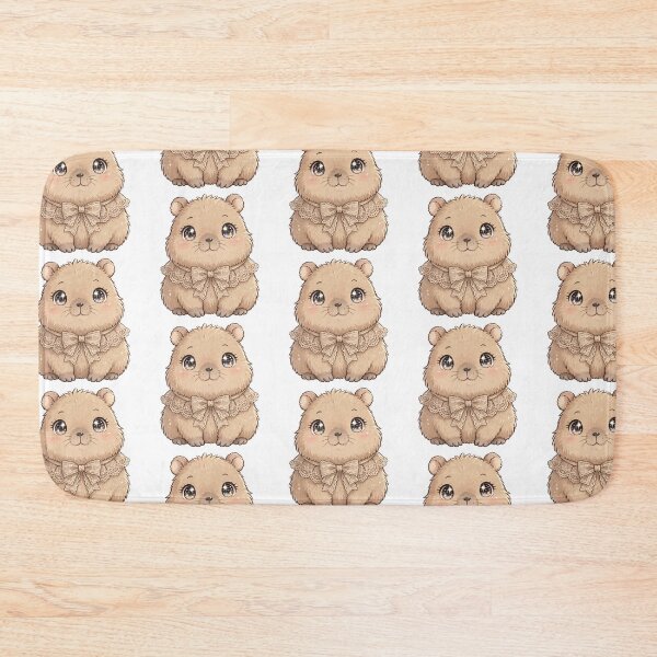 Item preview, Cute Capybara with beige lace bow tie designed and sold by priyankajustine.