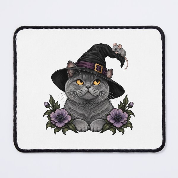 Item preview, Witch Cat Witchcraft British Shorthair Mouse  designed and sold by Old's Cool Cat Studio.
