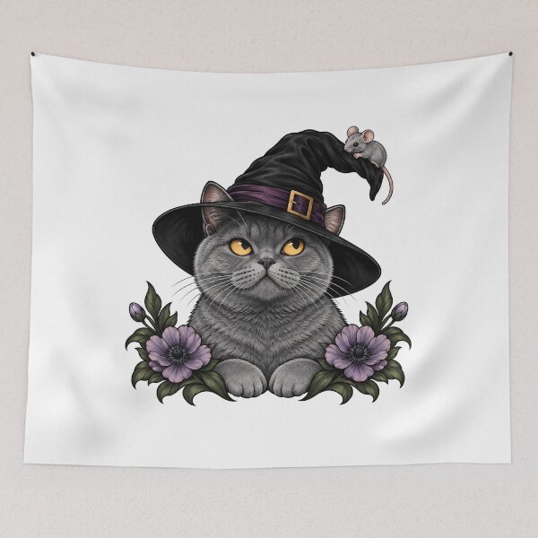 Item preview, Witch Cat Witchcraft British Shorthair Mouse  designed and sold by Old's Cool Cat Studio.