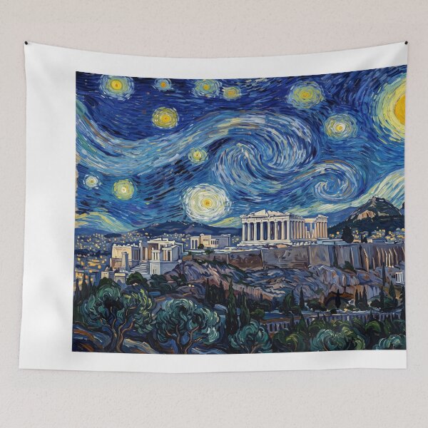Item preview, Parthenon Starry Night Historical Landscape designed and sold by Bad-Decisions-Designs.