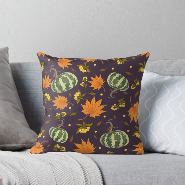 Item preview, Dark Purple Green Striped Pumpkin Maple Leaf Autumn Harvest Pattern designed and sold by FestivityFinds.