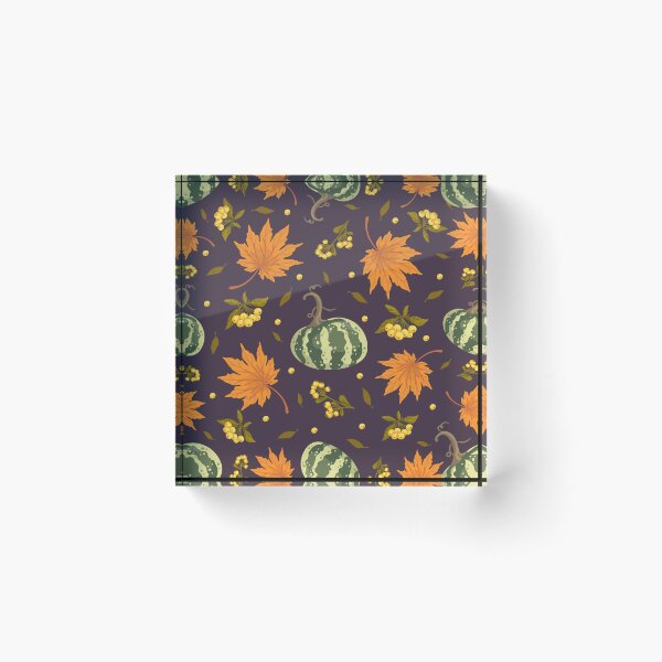 Item preview, Dark Purple Green Striped Pumpkin Maple Leaf Autumn Harvest Pattern designed and sold by FestivityFinds.