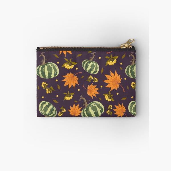 Item preview, Dark Purple Green Striped Pumpkin Maple Leaf Autumn Harvest Pattern designed and sold by FestivityFinds.