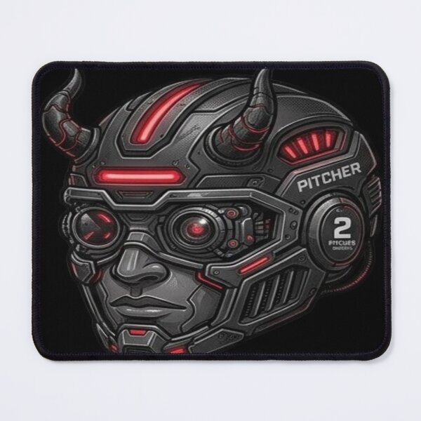 Item preview, Cyber Oni Pitcher Futuristic Mech Baseball Helmet designed and sold by FABIOLART.