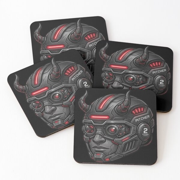 Item preview, Cyber Oni Pitcher Futuristic Mech Baseball Helmet designed and sold by FABIOLART.