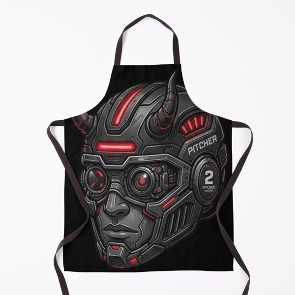 Item preview, Cyber Oni Pitcher Futuristic Mech Baseball Helmet designed and sold by HARDBALLSYNDICATE.