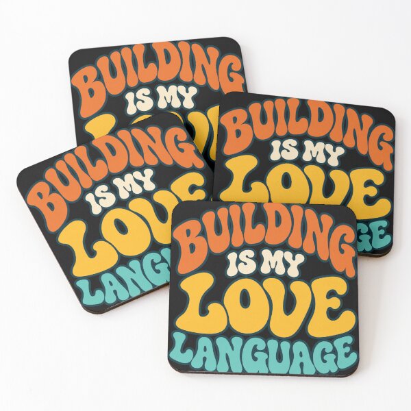 Item preview, Building Is My Love Language Retro Orange Yellow Teal Bubble Text designed and sold by dianadouri.