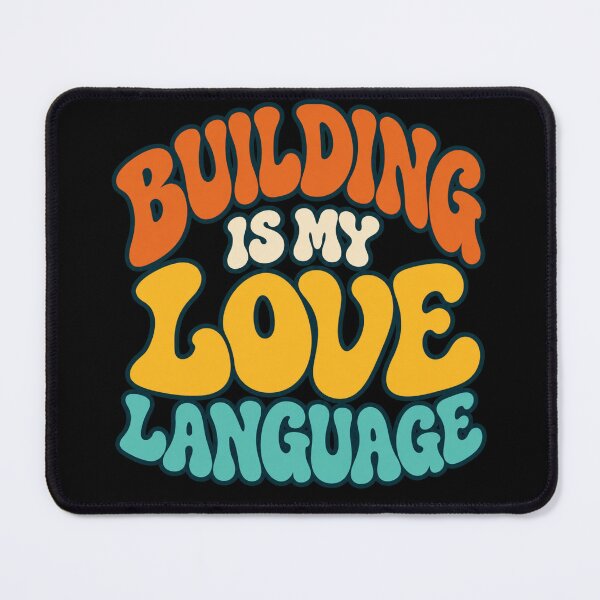 Item preview, Building Is My Love Language Retro Orange Yellow Teal Bubble Text designed and sold by dianadouri.