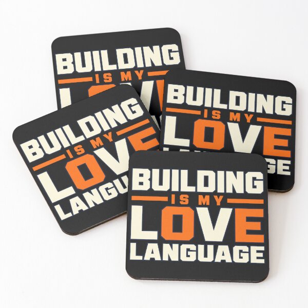 Item preview, Building Is My Love Language Cream Orange Block Bold Text designed and sold by dianadouri.