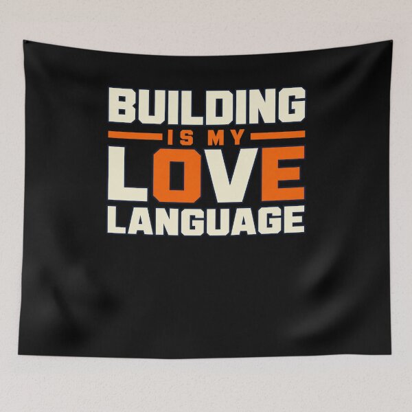 Item preview, Building Is My Love Language Cream Orange Block Bold Text designed and sold by dianadouri.