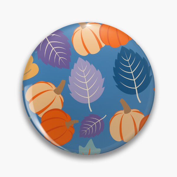 Item preview, Retro Autumn Leaves and Pumpkins – Blue Orange Purple Fall Pattern designed and sold by BigfeetLittlepaws.