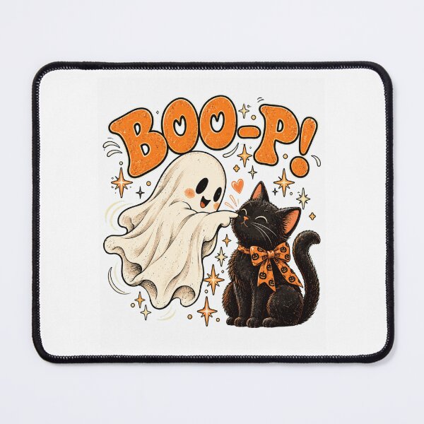 Item preview, Cute Halloween Ghost and Cat BOO-PI! designed and sold by ROUX-ART.