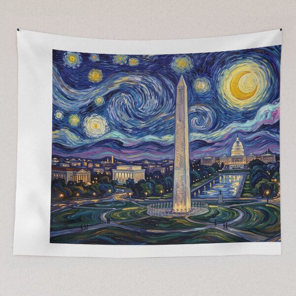 Item preview, Washington Monument Starry Night Historical Landscape designed and sold by Bad-Decisions-Designs.