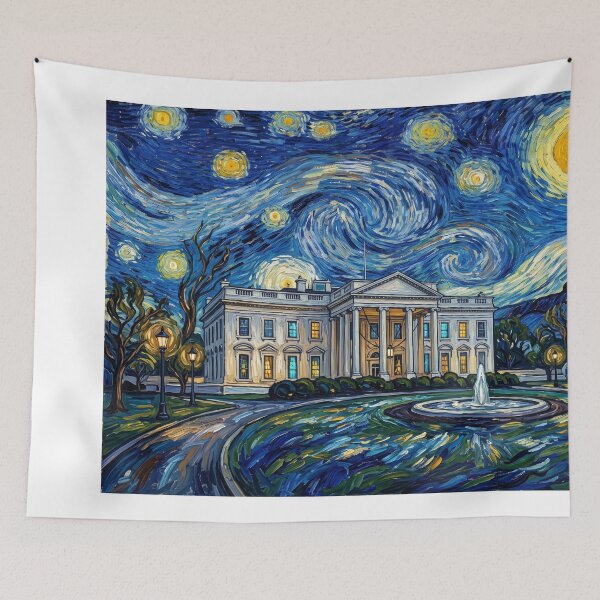 Item preview, The White House Starry Night Historical Landscape designed and sold by Bad-Decisions-Designs.