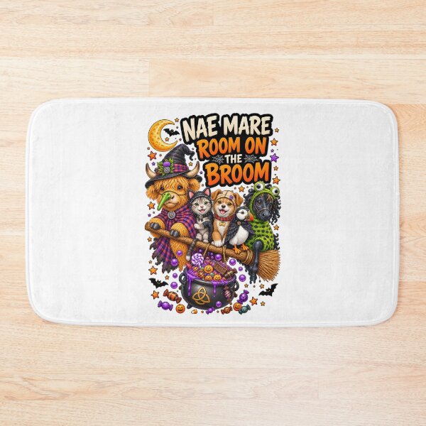 Artikelvorschau, Nae Mare Room on the Broom – Lustiges schottisches Halloween-Hochlandrind entworfen und verkauft von SMalcolmDesigns.