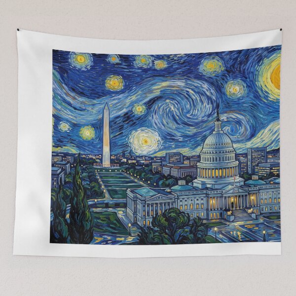 Item preview, US Capitol Building Starry Night Historical Landscape designed and sold by Bad-Decisions-Designs.