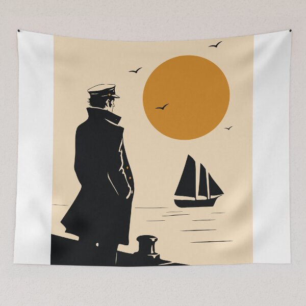 Item preview, Sailor at Sunset | Mediterranean Sailor | European Comic Inspired | Nautical Graphic Decor | Vintage Maritime Art designed and sold by Studio pod Burom.