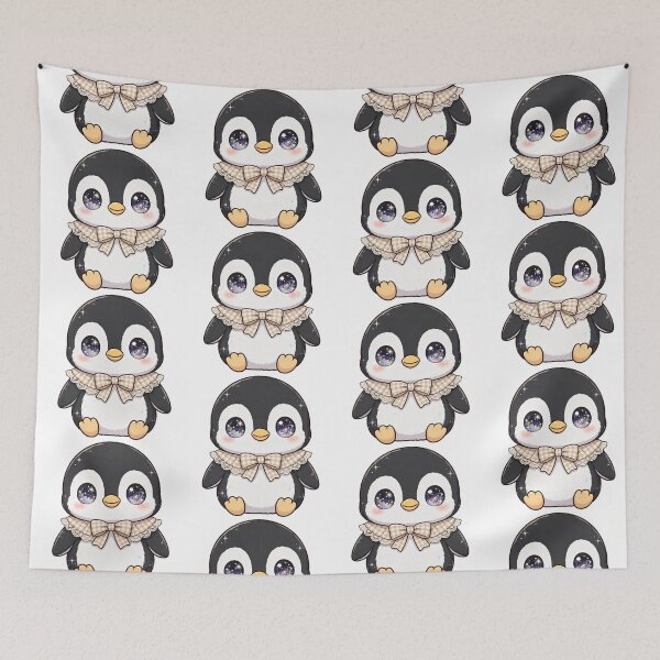 Item preview, Cute penguin with beige checkered bow tie designed and sold by priyankajustine.