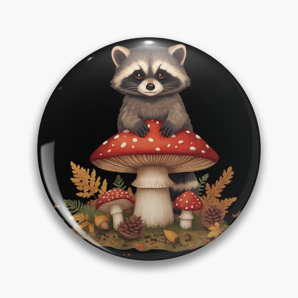 Item preview, Cute Raccoon on Amanita Mushroom Dark Cottagecore Goblincore Sticker designed and sold by Youram.
