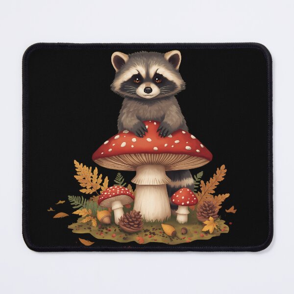Item preview, Cute Raccoon on Amanita Mushroom Dark Cottagecore Goblincore Sticker designed and sold by Youram.