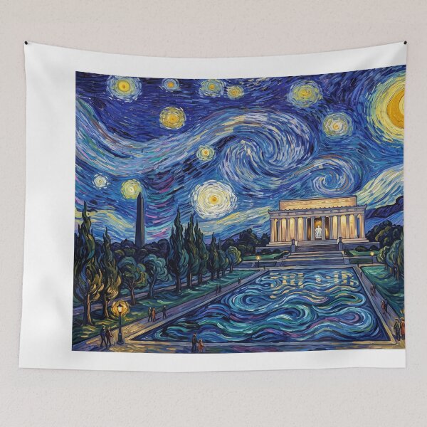 Item preview, Lincoln Memorial Starry Night Historical Landscape designed and sold by Bad-Decisions-Designs.