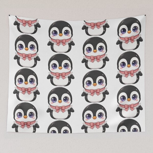 Item preview, Cute penguin with red checkered bow tie designed and sold by priyankajustine.