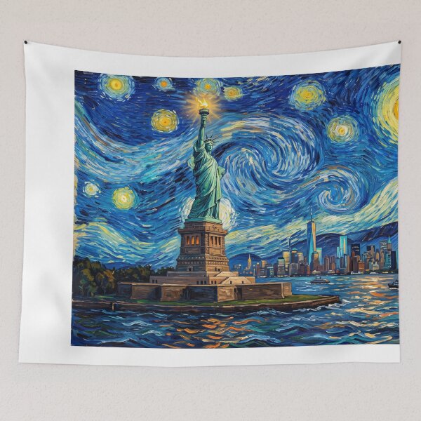 Item preview, Statue of Liberty Starry Night Historical Landscape designed and sold by Bad-Decisions-Designs.