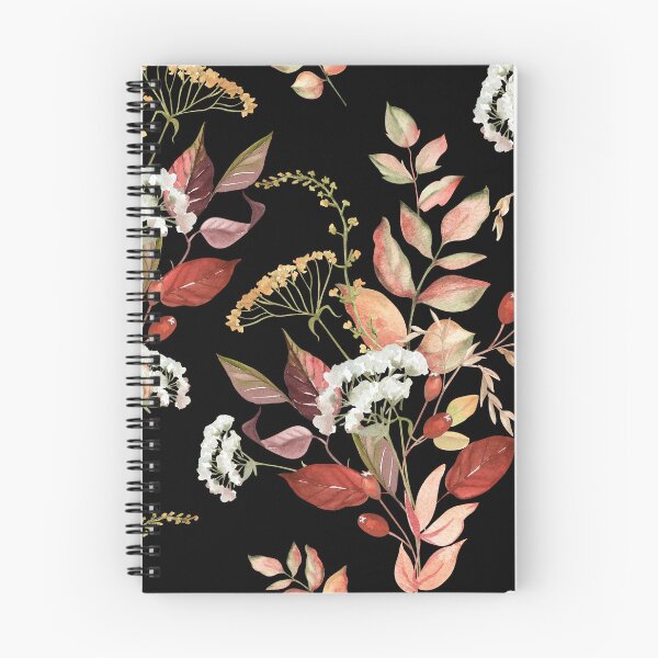 Item preview, Dark Botanical Watercolor Autumn Wildflower Yarrow Rosehip Pattern designed and sold by FestivityFinds.