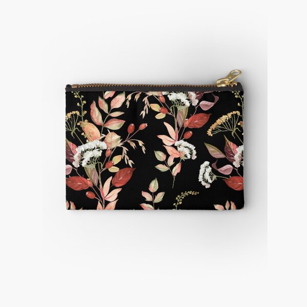 Item preview, Dark Botanical Watercolor Autumn Wildflower Yarrow Rosehip Pattern designed and sold by FestivityFinds.