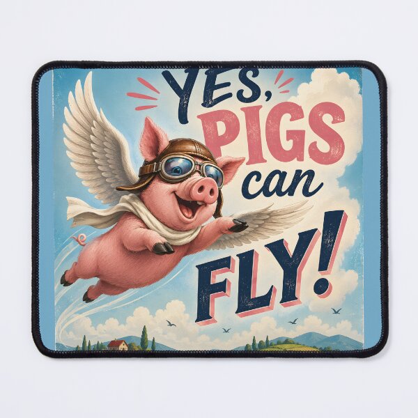 Item preview, Vintage Aviator Flying Pig - Yes Pigs Can Fly! designed and sold by Sybille-Yates.