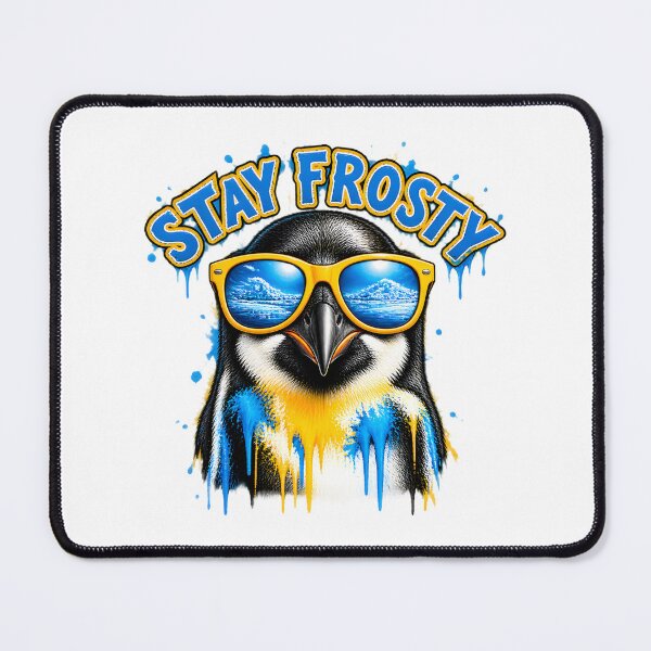 Item preview, Cool Penguin Illustration with Stay Frosty Quote for Winter Lovers designed and sold by yellingberry.