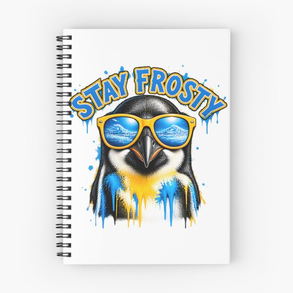 Item preview, Cool Penguin Illustration with Stay Frosty Quote for Winter Lovers designed and sold by yellingberry.