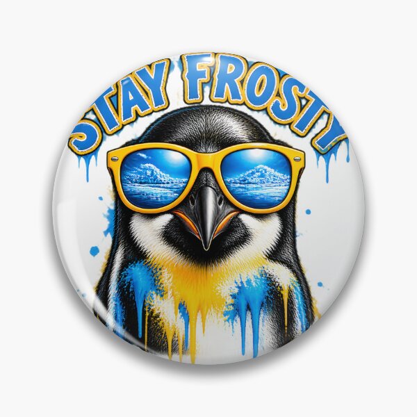 Artikelvorschau, Coole Pinguinillustration mit dem Spruch „Stay Frosty“ für Winterliebhaber entworfen und verkauft von yellingberry.
