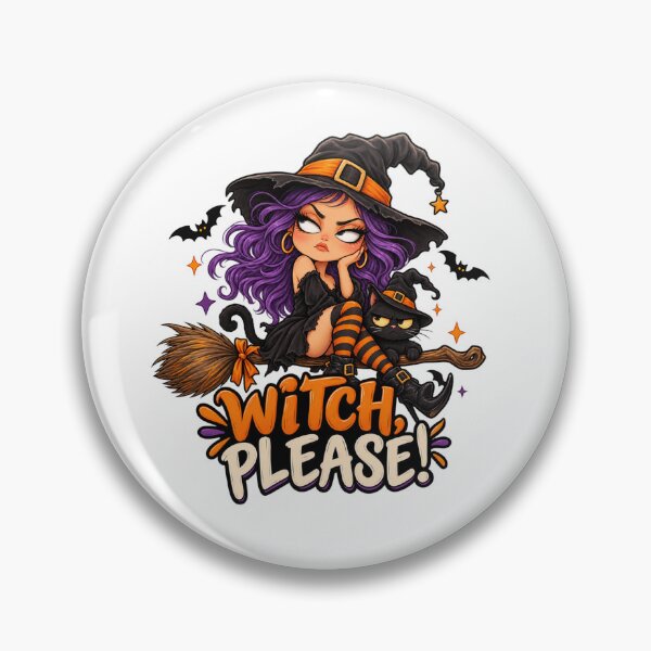Item preview, Cute Halloween Witch & Black Cat – Witch Please designed and sold by Pixanova.