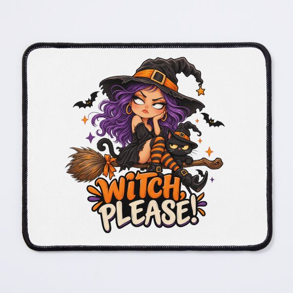 Item preview, Cute Halloween Witch & Black Cat – Witch Please designed and sold by Pixanova.