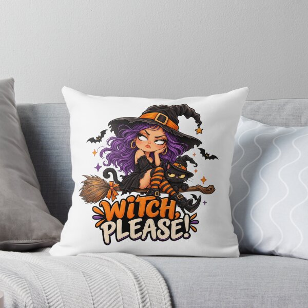 Item preview, Cute Halloween Witch & Black Cat – Witch Please designed and sold by Pixanova.