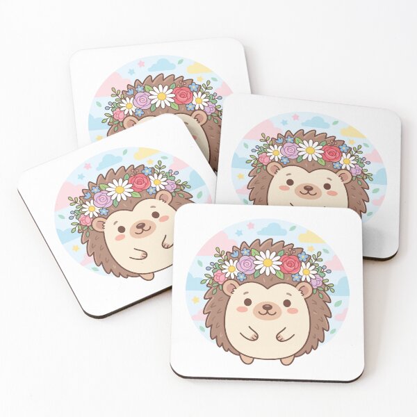 Item preview, Cute Kawaii Hedgehog with Flower Crown Spring Nature designed and sold by Arc2020.
