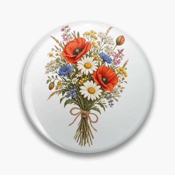 Item preview, Vintage Wildflower Bouquet with Red Poppies & Daisies, Rustic Botanical Floral Design designed and sold by DreamPixelPrint.