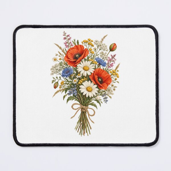Item preview, Vintage Wildflower Bouquet with Red Poppies & Daisies, Rustic Botanical Floral Design designed and sold by DreamPixelPrint.