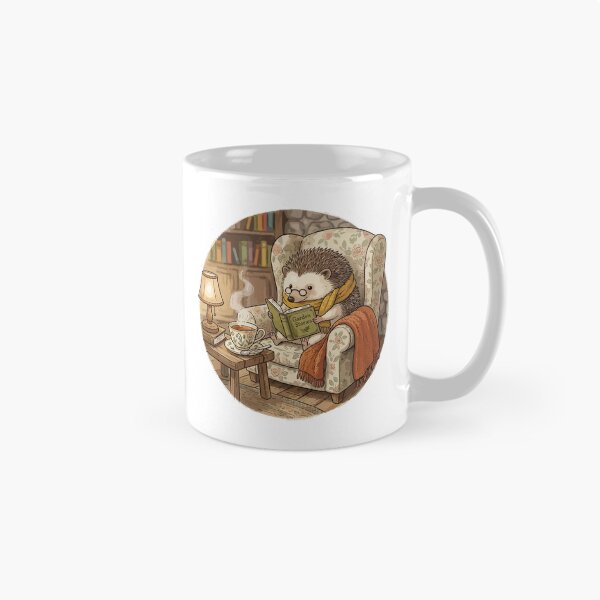 Item preview, Cottagecore Hedgehog Reading Book and Tea Cozy Art designed and sold by Arc2020.