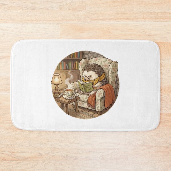 Item preview, Cottagecore Hedgehog Reading Book and Tea Cozy Art designed and sold by Arc2020.