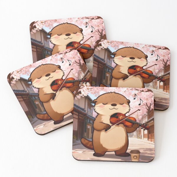 Item preview, Cute Violin Sea Otter Under Cherry Blossom designed and sold by Otterbean.