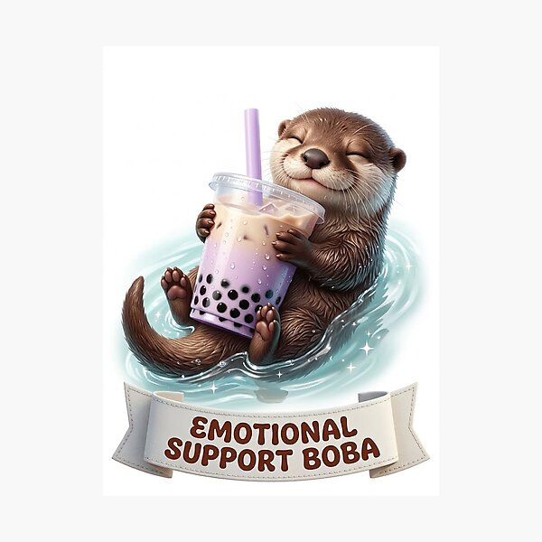 Item preview, Emotional Support Boba Cute Otter designed and sold by LaunchLabs26.