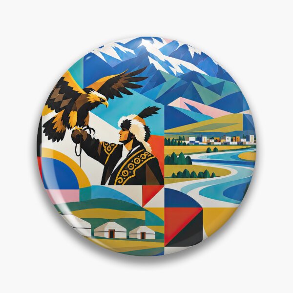 Item preview, Colorful Mongolian travel poster featuring an eagle hunter, designed and sold by ckybe.