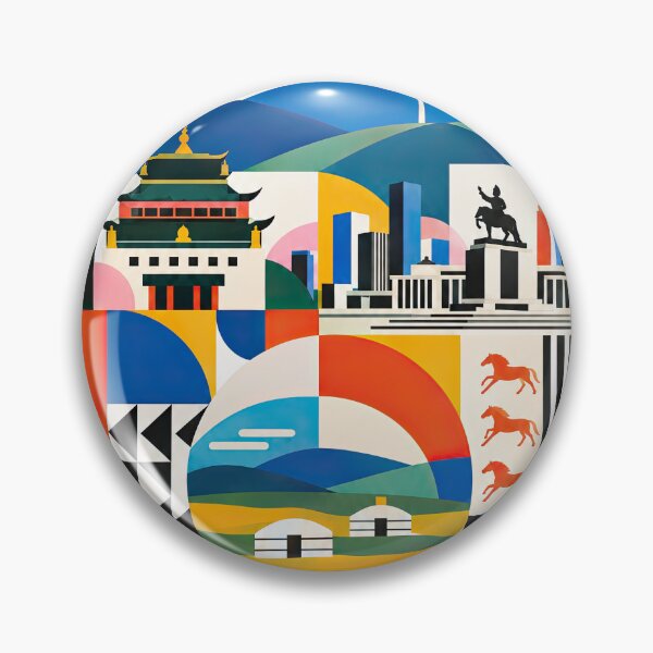 Item preview, Colorful geometric poster depicting Ulaanbaatar, Mongolia, with designed and sold by ckybe.